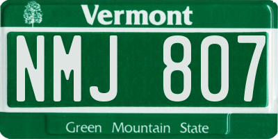 VT license plate NMJ807