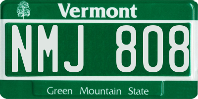 VT license plate NMJ808