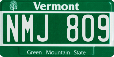 VT license plate NMJ809