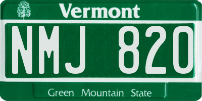 VT license plate NMJ820
