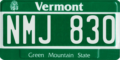 VT license plate NMJ830