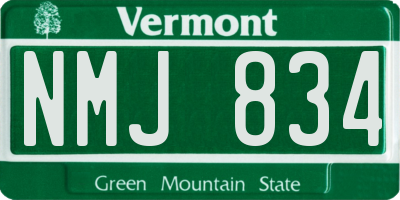 VT license plate NMJ834