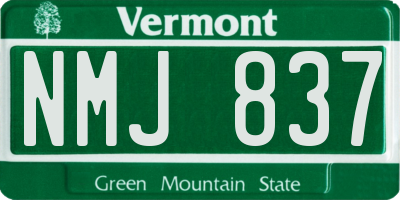 VT license plate NMJ837