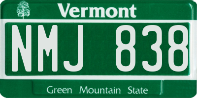 VT license plate NMJ838