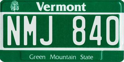 VT license plate NMJ840