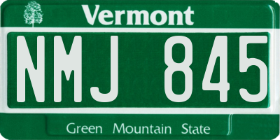 VT license plate NMJ845
