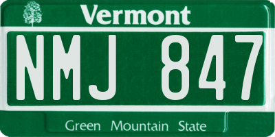 VT license plate NMJ847