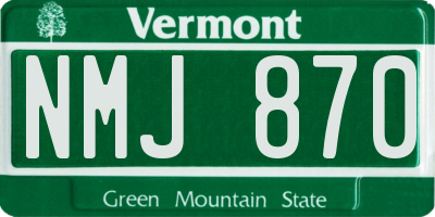 VT license plate NMJ870