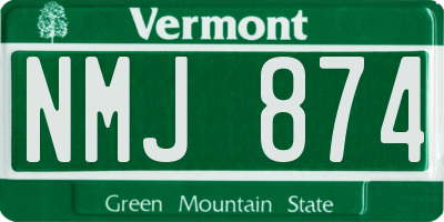 VT license plate NMJ874