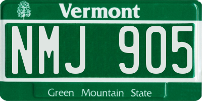 VT license plate NMJ905