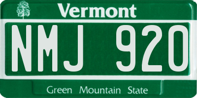 VT license plate NMJ920