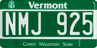 VT license plate NMJ925