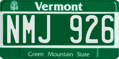 VT license plate NMJ926
