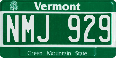 VT license plate NMJ929