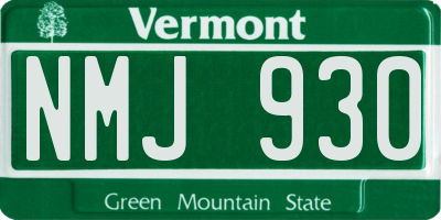 VT license plate NMJ930