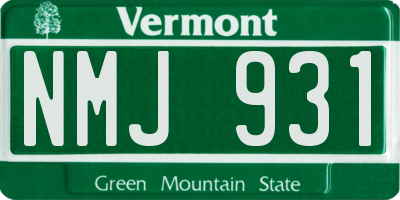 VT license plate NMJ931