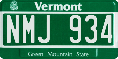 VT license plate NMJ934