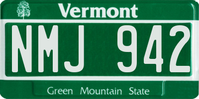 VT license plate NMJ942