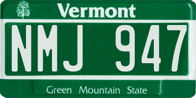 VT license plate NMJ947