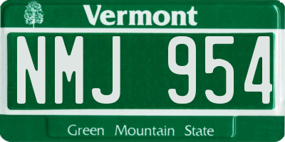 VT license plate NMJ954