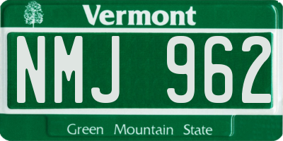 VT license plate NMJ962