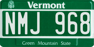 VT license plate NMJ968