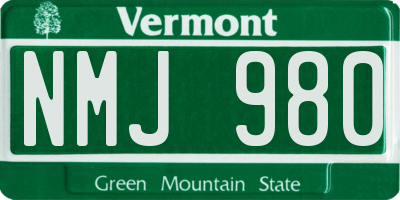 VT license plate NMJ980