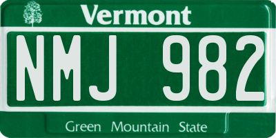 VT license plate NMJ982