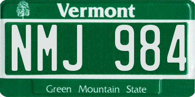 VT license plate NMJ984