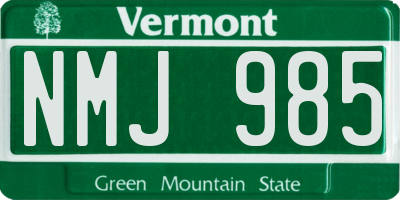 VT license plate NMJ985