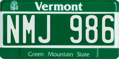 VT license plate NMJ986