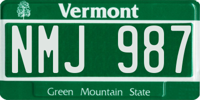 VT license plate NMJ987