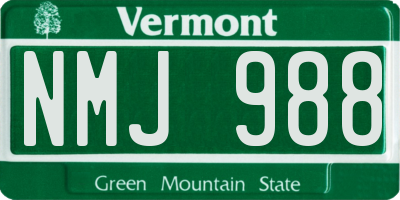 VT license plate NMJ988