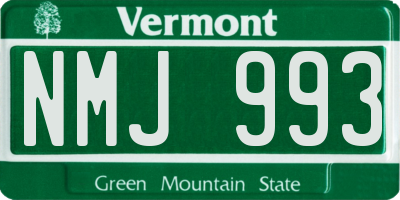 VT license plate NMJ993