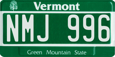 VT license plate NMJ996