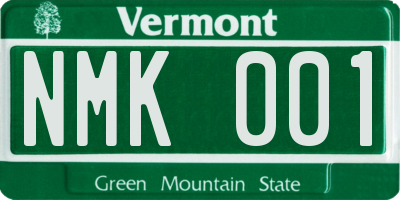 VT license plate NMK001