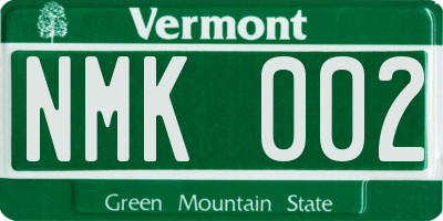 VT license plate NMK002