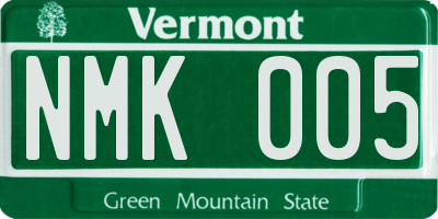 VT license plate NMK005