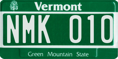 VT license plate NMK010