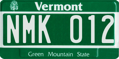 VT license plate NMK012