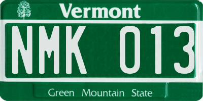VT license plate NMK013