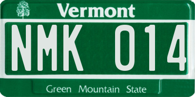 VT license plate NMK014