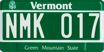 VT license plate NMK017
