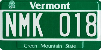 VT license plate NMK018