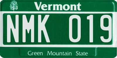 VT license plate NMK019