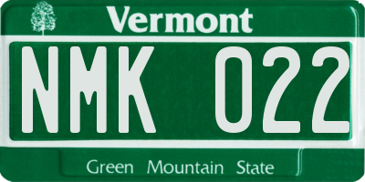 VT license plate NMK022