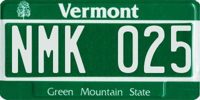 VT license plate NMK025