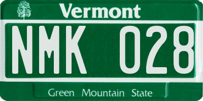 VT license plate NMK028