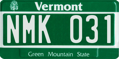 VT license plate NMK031