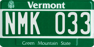 VT license plate NMK033